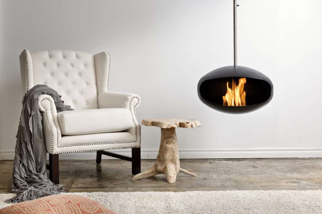 Cocoon Fires Aeris zwart hangende Bio-Ethanol haard