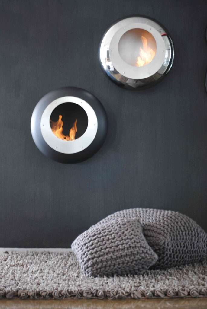 Cocoon Fires Vellum zwart en RVS wand Bio-ethanolhaard