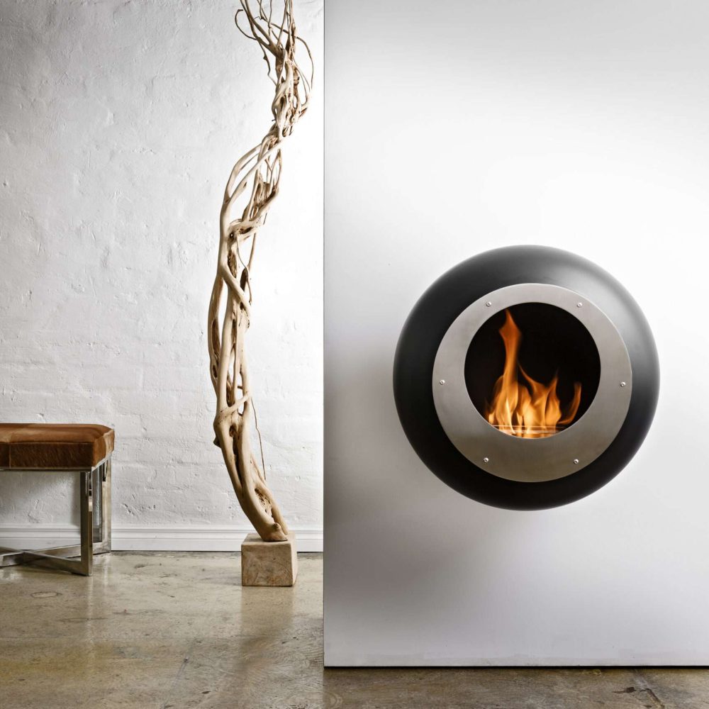 Cocoon Fires Vellum Zwart Bio-ethanol wandhaard